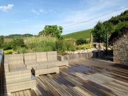 Terrasse Dallage pierre bois mélèze pin classe 4 collstrop combier paysage-aquatique-71–Aménagement-extérieur-étude-paysagiste-Macon-Chalon–Louhans–Charolles–Cluny–Paray–LeCreusot-Montceau