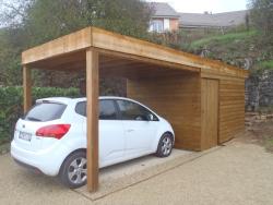 Abri Chalet carport bois alu aménagement extérieur combier paysage 71