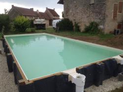 aménagement extérieur assainissement acces piscine bassin portail cloture en chantier combier paysage 71