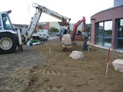 aménagement extérieur assainissement acces piscine bassin portail cloture en chantier combier paysage 71