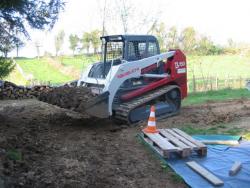 aménagement extérieur assainissement acces piscine bassin portail cloture en chantier combier paysage 71