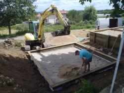 aménagement extérieur assainissement acces piscine bassin portail cloture en chantier combier paysage 71