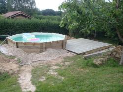 aménagement extérieur assainissement acces piscine bassin portail cloture en chantier combier paysage 71